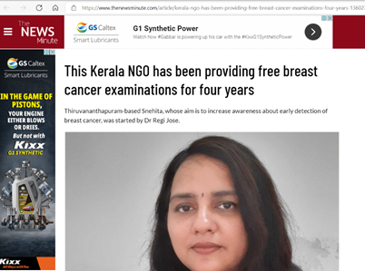 This Kerala NGO has been providing free breast cancer examinations for four years