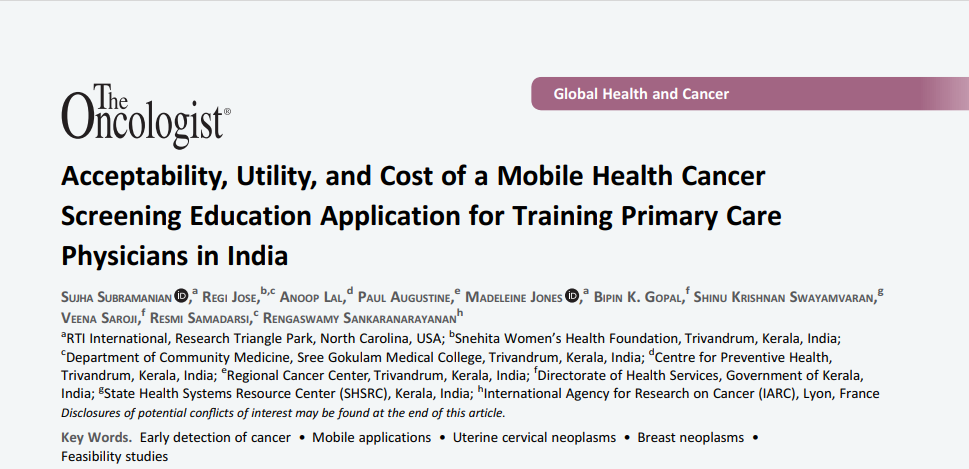 Acceptability, Utility, and Cost of a Mobile Health Cancer Screening Education Application for Training