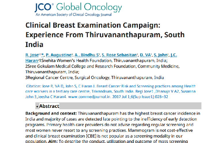 Clinical Breast Examination Campaign: Experience from Thiruvananthapuram, South India